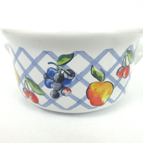 Individual Round Covered Casserole Soup Bowl 5" W 4.50" T Lattice Jay Import VTG - Picture 6 of 6